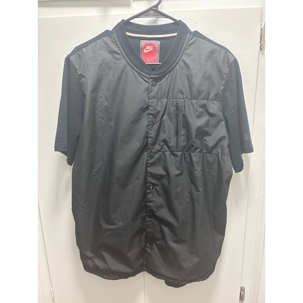 Nike Tech Bonded Short Sleeve Button Down Shirt Black Men's Size L 678614-037
